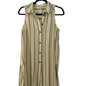 Anthropologie Womens Tunic Dress Shirt Delphine Cottagecore Coastal Beige Small